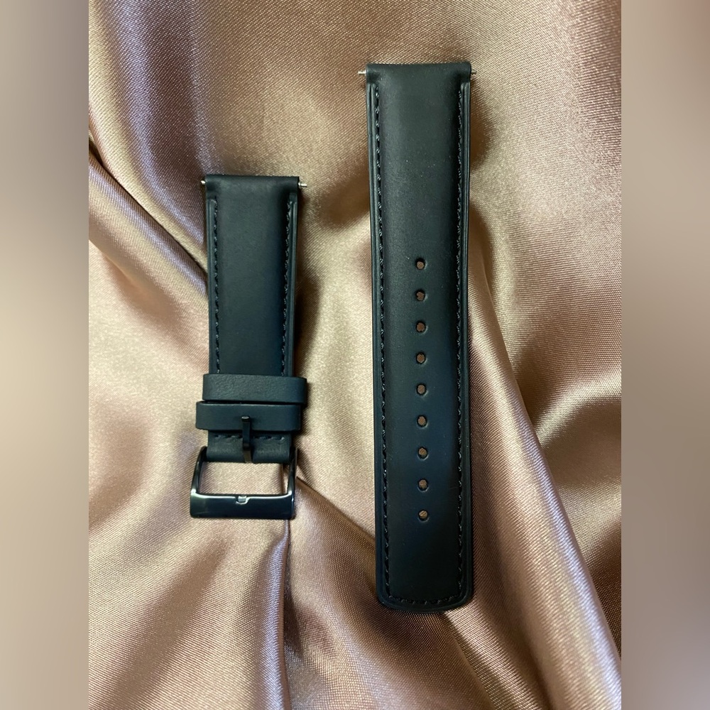 Men’s Black Leather Watch Strap, size 24mm